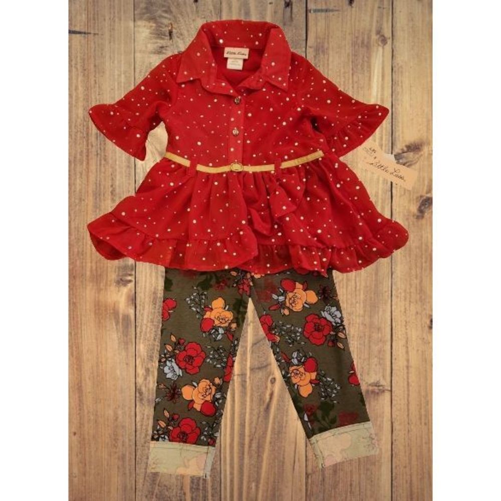 Little Lass Sparkly Floral Pink outfit ~ Size 24m ☆NEW w Tags☆